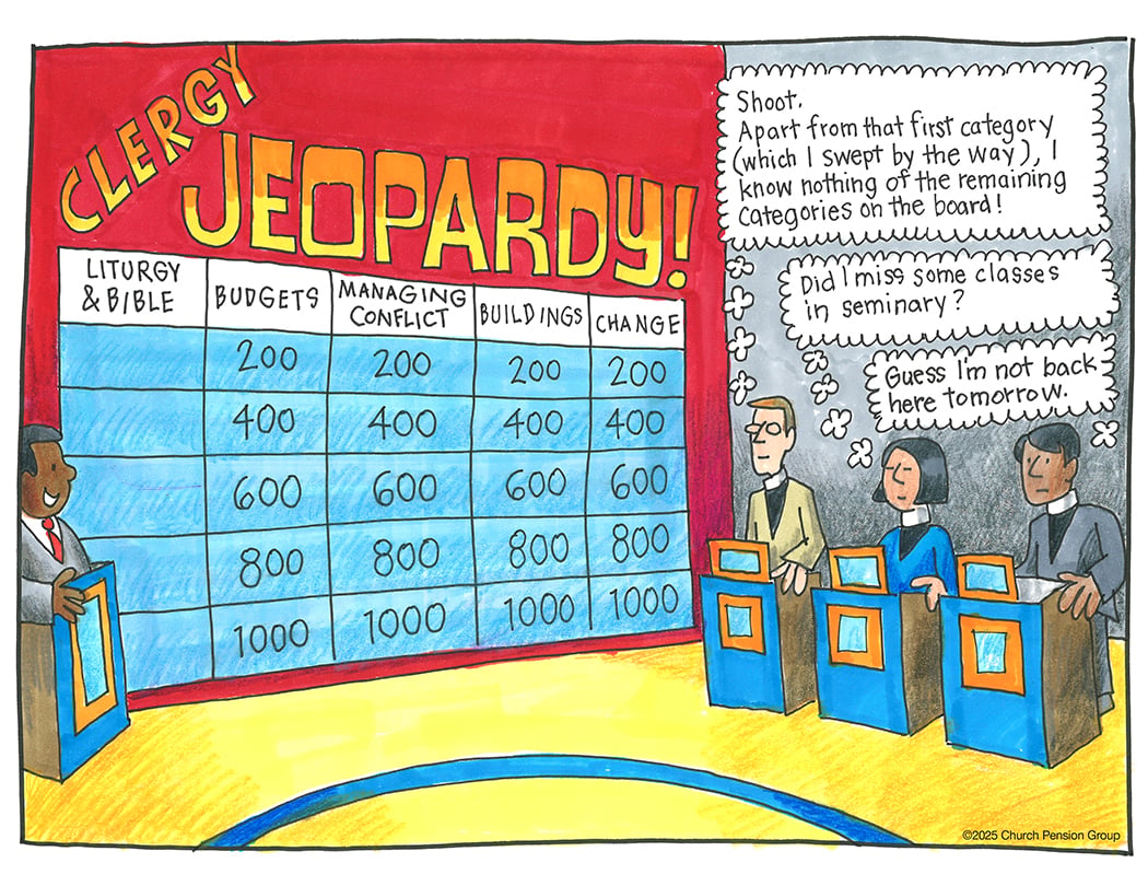 cartoon calendar 2025 february clergy jeopardy